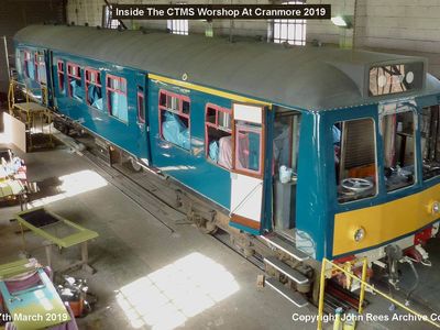 27th March 2019. Inside the CTMS workshop class 108 coach 54271 receiving an overhaul.